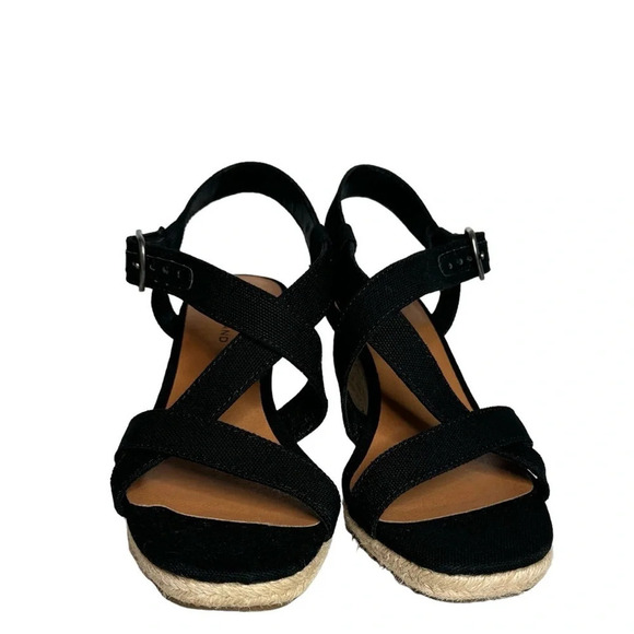 Lucky Brand | Mytila Espadrille 3” Wedges Strappy Black Denim Upper - Picture 6 of 7